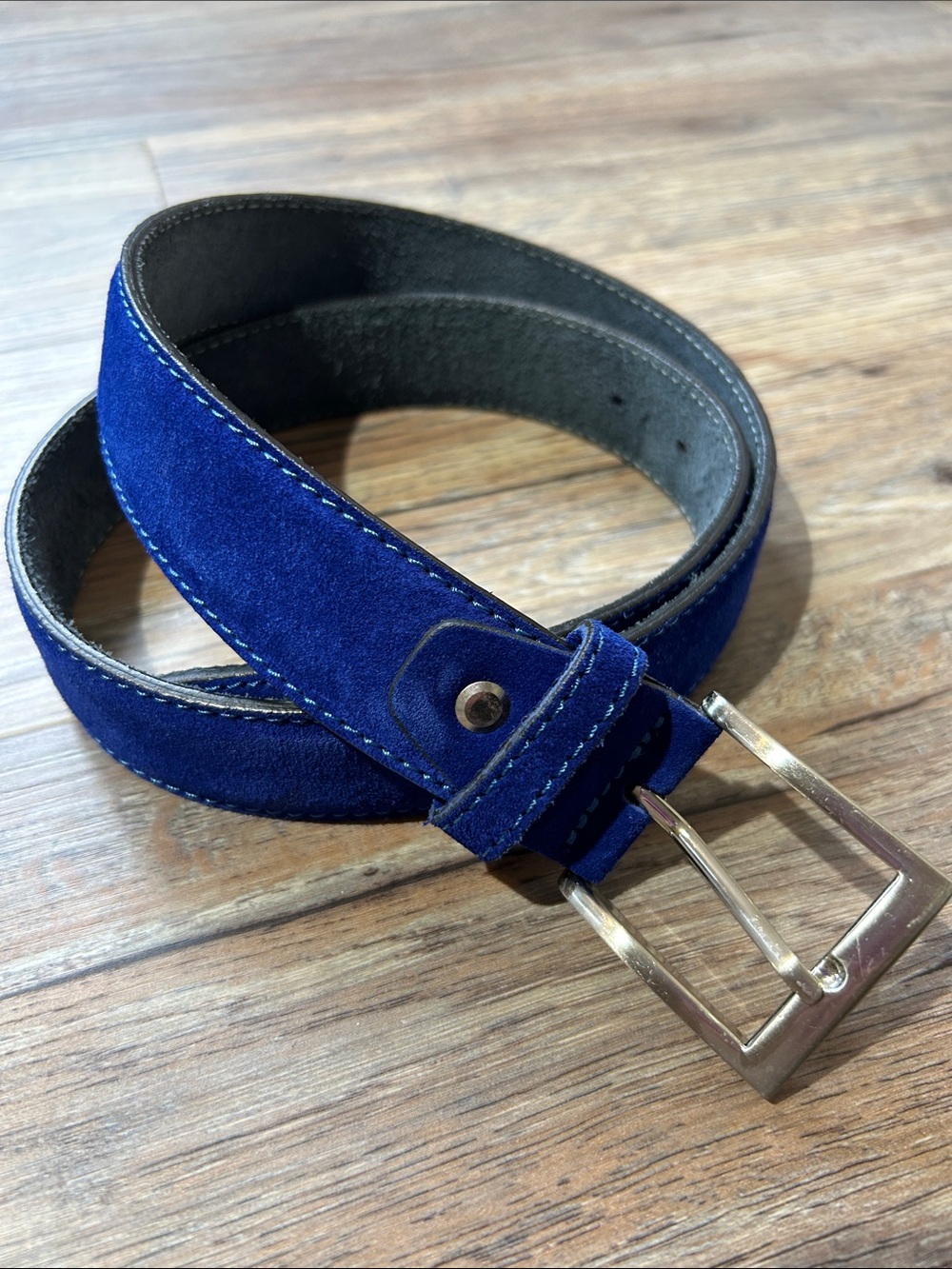Blue Suede Belt, Approx. 31.5”to 35.5”